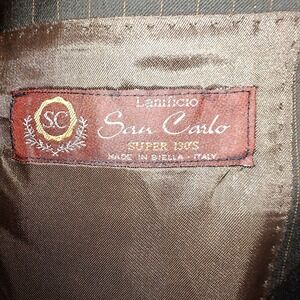 Brown Pinstripe Super 130s Wool Blazer Jacket Size 48 R Giorgio Valentini Mens